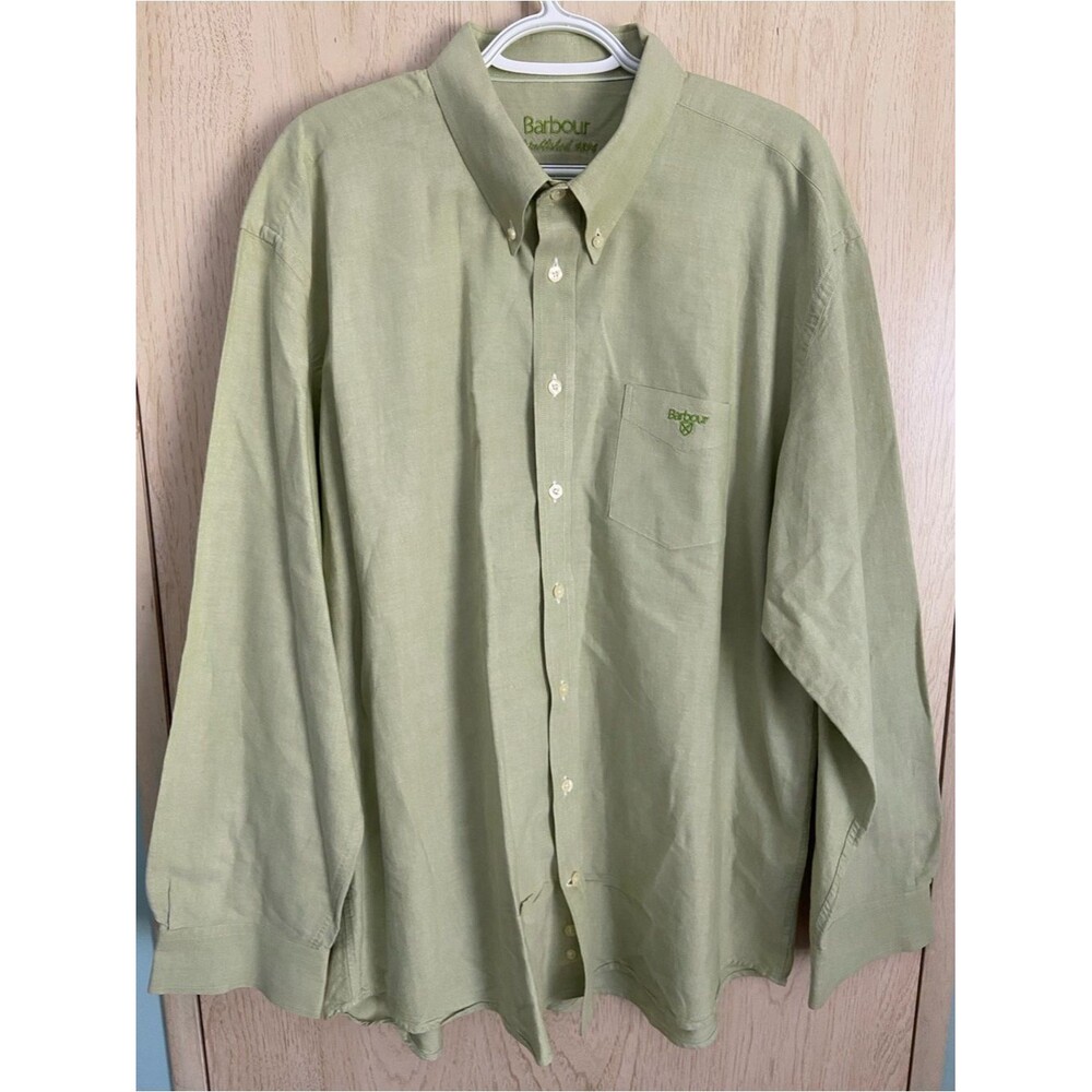 Barbour Oxford Tailored Long-Sleeved Shirt Green Sz XL
